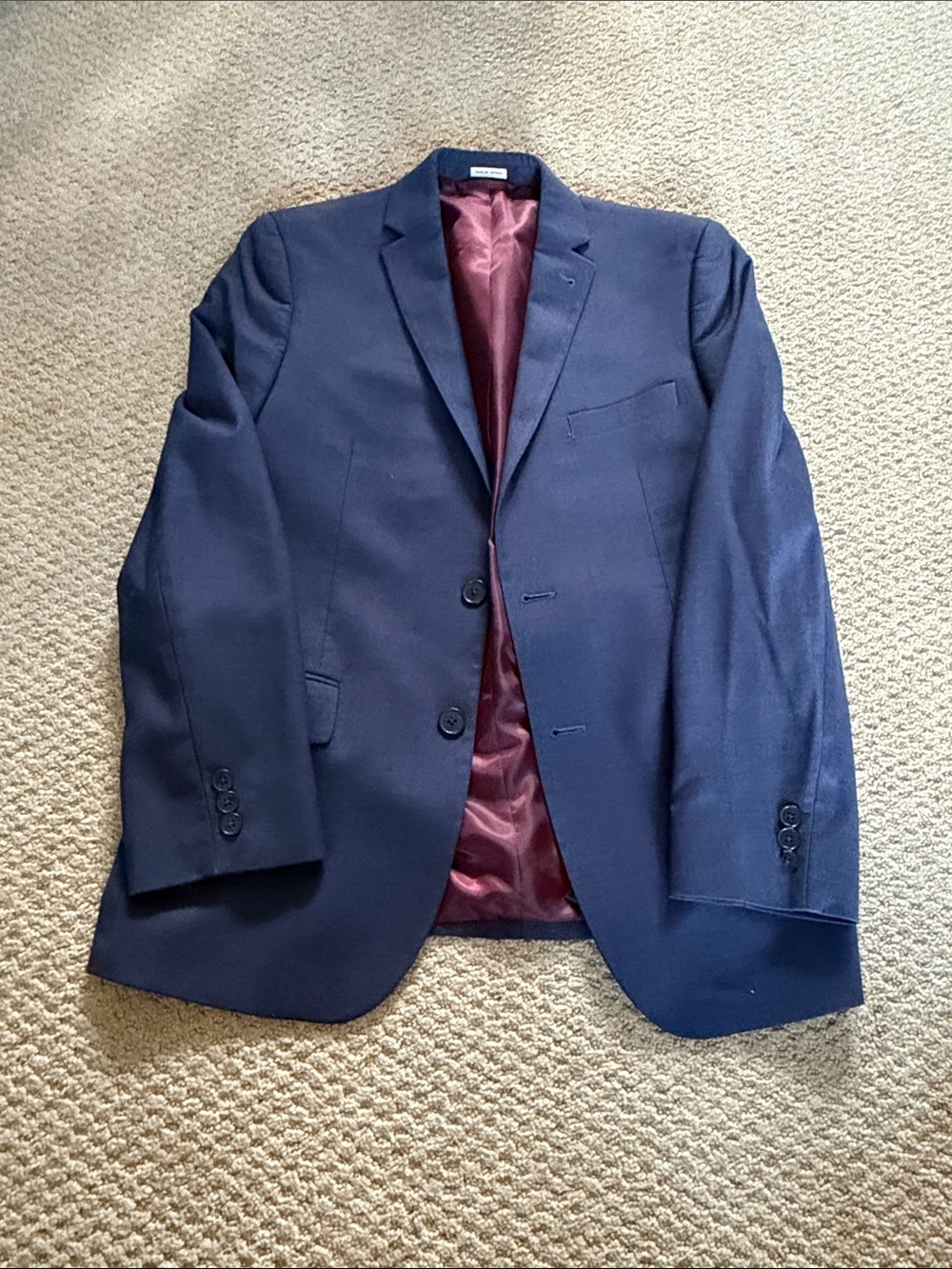 Men's Joseph Abboud Navy Sport Coat with Burgundy Lining
